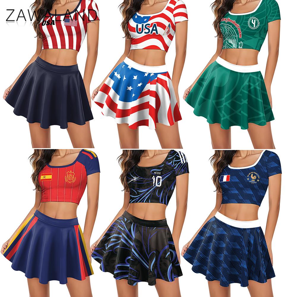 Party Games Mini - Weltfußball-Cheerleading-Kostüm-Set für Damen, Sport- und Party-Outfit