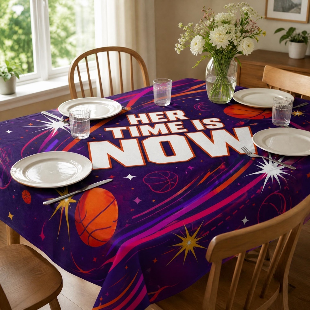 Party Games Girls Night - Basketball-Tischdecke, Tischdecke mit Stern-Meteor-Muster, bedruckte Tischdecke