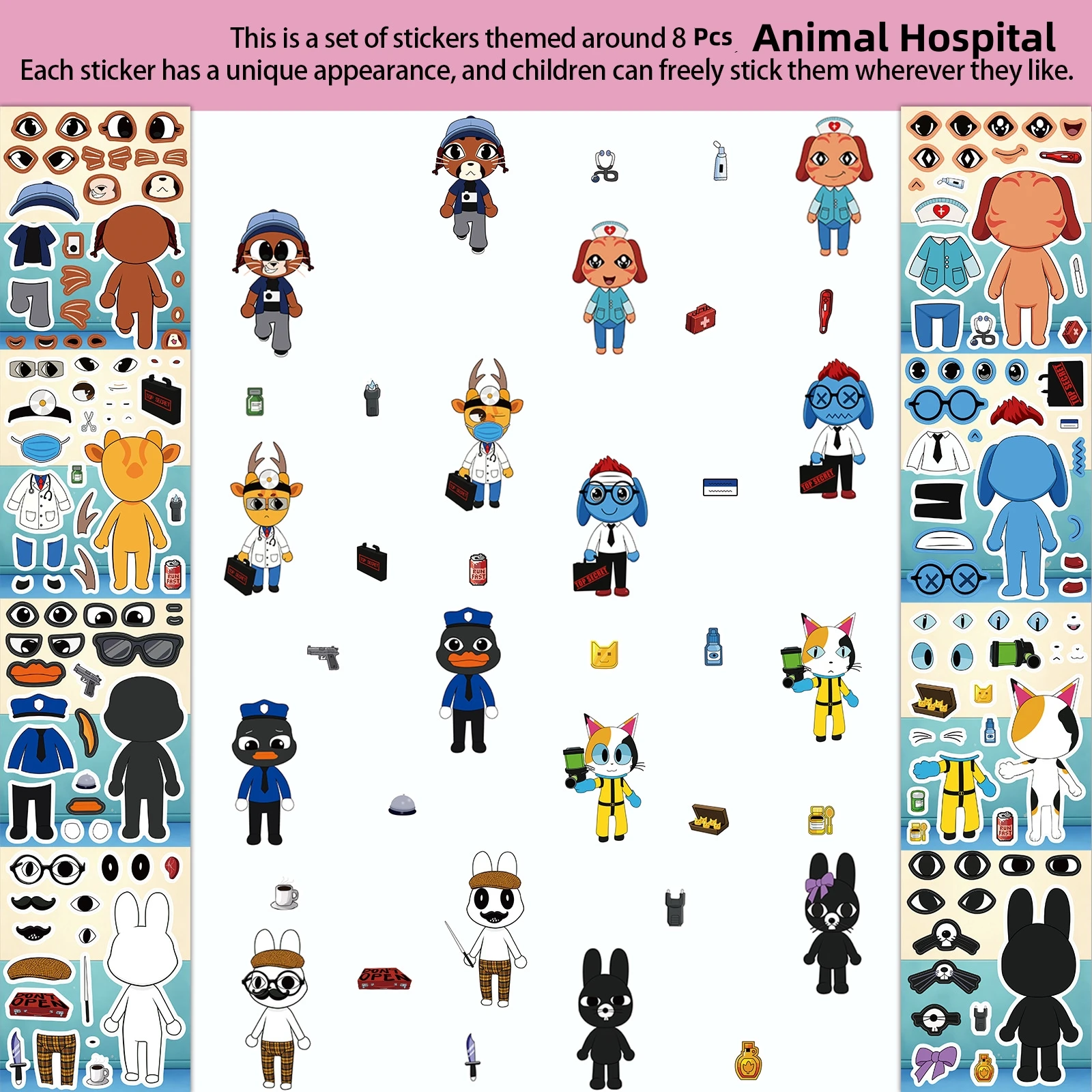 8 Stück/Set Tierklinik-Puzzle, – Party Games Children Bewertung und Preis